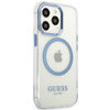 Original Handyhülle IPHONE 13 PRO Guess Hard Case Metal Outline Magsafe (GUHMP13LHTRMB) blau