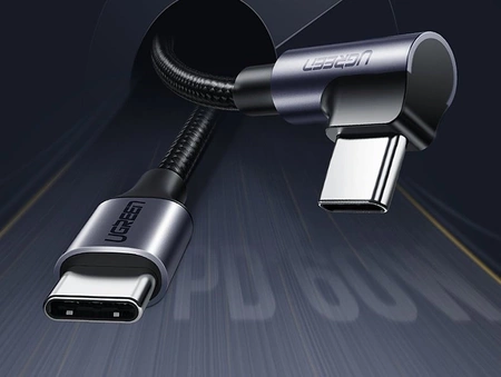Ugreen angle cable USB Type C - USB Type C Power Delivery 60 W 20 V 3 A 1 m black-gray cable (US255 50123)