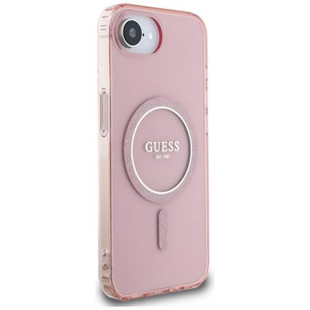 Guess IML Glitter Circle MagSafe - Etui do iPhone 16e (różowy)