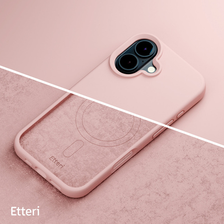 Nakładka Etteri Silicone Mag do iPhone 16 6,1" jasnoróżowa