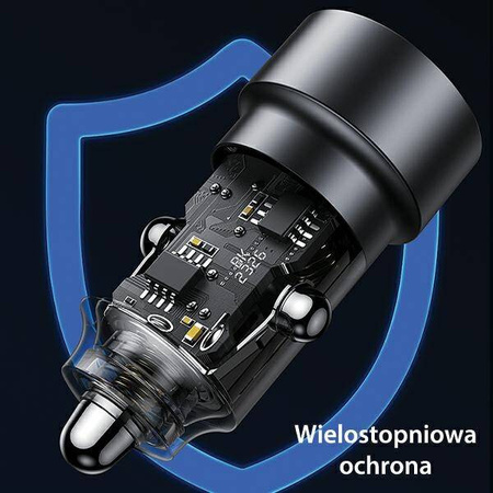 Ładowarka Samochodowa 60W Fast Charge USAMS C39 USB+USB-C fioletowy/purple CC208CC02 (US-CC208)