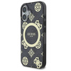 Original Handyhülle IPHONE 16 Guess Hardcase IML Peony On 4G Background MagSafe (GUHMP16SH4PYEEK) schwarz