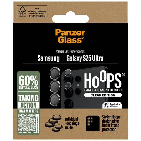 PanzerGlass Hoops Objektivschutz aus gehärtetem Glas für Samsung Galaxy S25 Ultra Clear