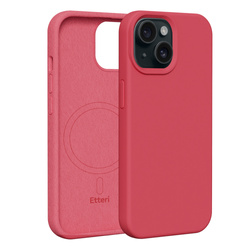 Nakładka Etteri Silicone Mag do iPhone 15 6,1" malinowa