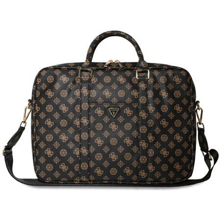 Torba LAPTOP 16" Guess 4G Peony Front Pocket Zipper Triangle Logo czarne