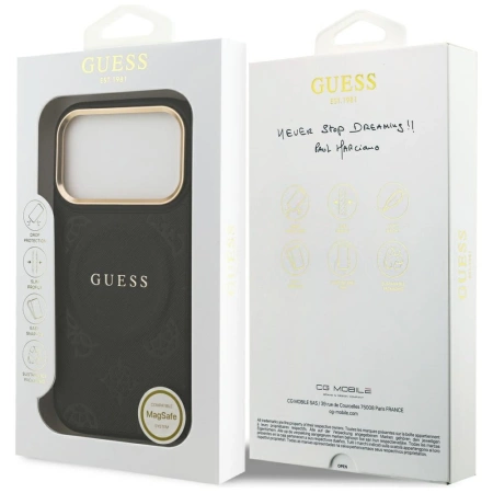 Guess Peony Hot Stamp MagSafe Case for iPhone 17 Pro - Black