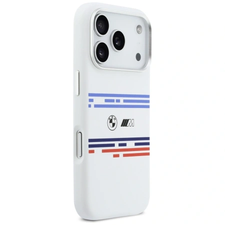 BMW M Silicon Horizontal Line MagSafe Case for iPhone 17 Pro - White
