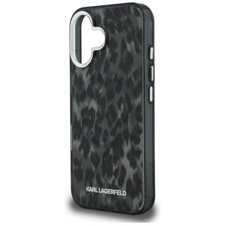 Etui Karl Lagerfeld IML Leopard Pattern MagSafe na iPhone 16 - czarne