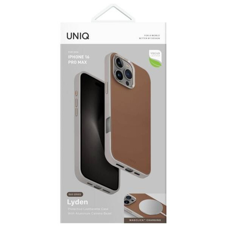 Etui IPHONE 16 PRO MAX UNIQ Lyden DS Magclick Charging Carmel Ivory beżowe