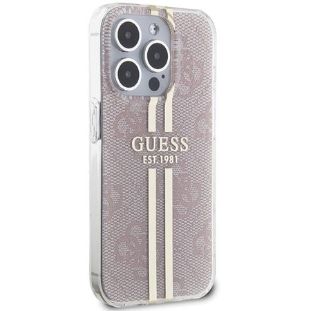 Oryginalne Etui GUESS Hardcase GUHCP15LH4PSEGP do iPhone 15 Pro (4G Gold Stripe / różowy)