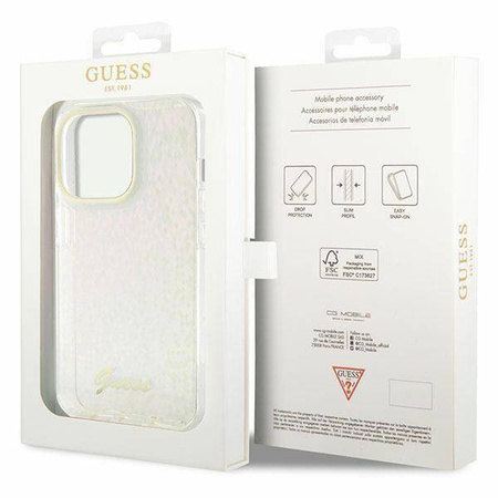 Guess GUHCP15LHDECMP iPhone 15 Pro 6.1&quot; pink/pink hardcase IML Faceted Mirror Disco Iridescent