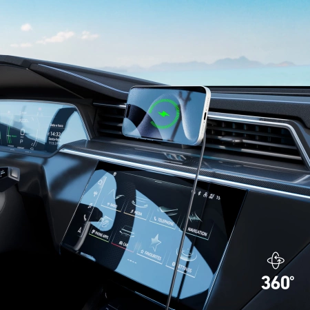 Uchwyt na smartfona z ładowarką indukcyjną SBS TESUPFANWIR15W 15W na kratkę nawiewu, z chłodzeniem - czarna