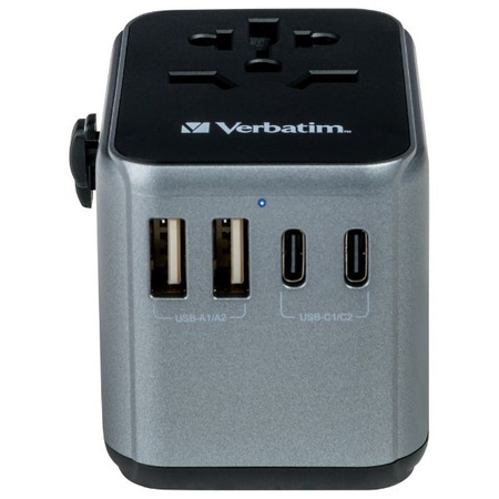Verbatim Adapter podróżny EU/UK/US 2xUSB-A/2xUSB-C PD 30W UTA-03 czarny/black 49545