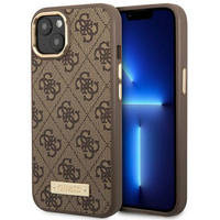 Guess GUHMP14MU4GPRW iPhone 14 Plus 6,7" brązowy/brown hard case 4G Logo Plate MagSafe