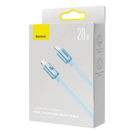 Baseus Crystal Shine Series USB Typ C Kabel - Lightning Ladeleistung 20 W 1,2 m blau (CAJY001303)