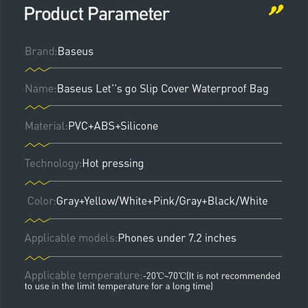 Baseus uniwersalny wodoodporny pokrowiec etui na telefon (max 7,2'') na basen nad wodę IPX8  czarny (ACFSD-DG1)