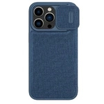 Nillkin Qin Cloth Pro Case etui do iPhone 14 Pro osłona na aparat kabura pokrowiec obudowa z klapką niebieski