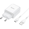 Wall Charger 2.1A 1xUSB + Cable USB - USB type C HOCO N2 white