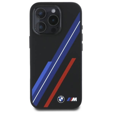 Original Handyhülle IPHONE 16 PRO MAX BMW Hardcase Silicone Random Lines MagSafe (BMHMP16X23SSPK) schwarz