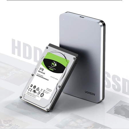 Kieszeń Ugreen CM300 70499 na dysk twardy 2,5'' SATA 3.0 6Gbps - szary + kabel USB-C - USB-C 0.5m