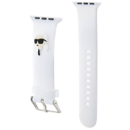 Armband für APPLE WATCH 4 / 5 / 6 / 7 / 8 / SE / ULTRA (42 / 44 / 45 / 49 MM) Karl Lagerfeld Strap 3D Rubber Karl Head (KLAWLSLKNH) weiß