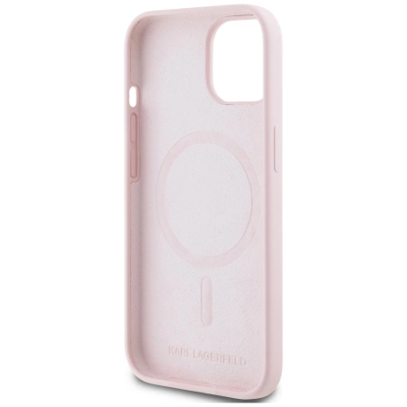 Karl Lagerfeld Silicone Karl&amp;Choupette MagSafe iPhone 15 Case - Pink
