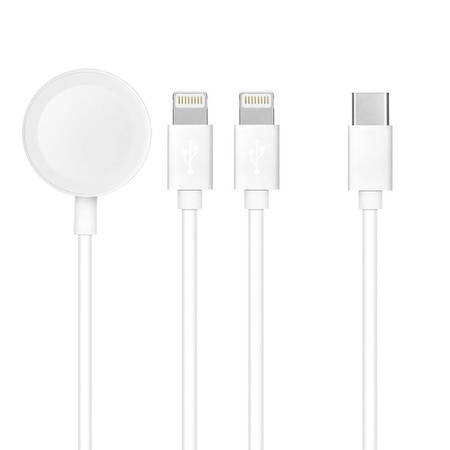 Kabel Typ C 3w1 do iPhone Lightning 8-pin + iPhone Lightning 8-pin + Apple Watch 3W 1A C3168 biały