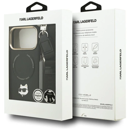 Etui Karl Lagerfeld Big Strap Choupette Metal Logo MagSafe na iPhone 17 Pro - czarne