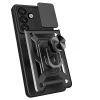 Hybrid Armor Camshield Case with Stand and Camera Cover for Samsung Galaxy M06 5G / F06 5G - Black