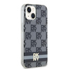 DKNY DKHMP15SHCPTSK iPhone 15 / 14 / 13 6.1" czarny/black hardcase IML Checkered Mono Pattern & Printed Stripes MagSafe