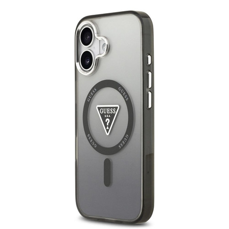 Guess Nakładka Magsafe IML Gradient Case With Print Triangle Logo & Silver Metal Camera Buttons Do iPhone 17 Czarna