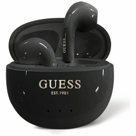 Słuchawki TWS Guess Glossy Effect Egg Shape Printed Classic Logo - czarne