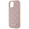 Karl Lagerfeld Leather Monogram Metal Logo MagSafe iPhone 15 Case - Pink