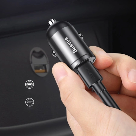 Baseus Tiny Star PPS mini inteligentna ładowarka samochodowa USB 30W Quick Charge 3.0 szary (VCHX-A0G)
