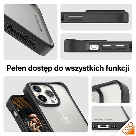 Etui PanzerGlass ClearCase na iPhone 15 Pro z certyfikatem Military Grade - przezroczysto-czarne