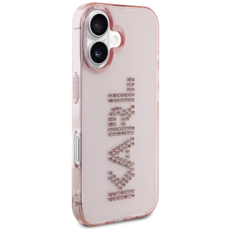 Etui Karl Lagerfeld IML Rhinestones Logo na iPhone 16 - różowe
