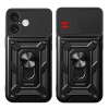Hybrid Armor Camshield iPhone 16 Plus Panzerhülle mit Kameraabdeckung und Ständer – Schwarz