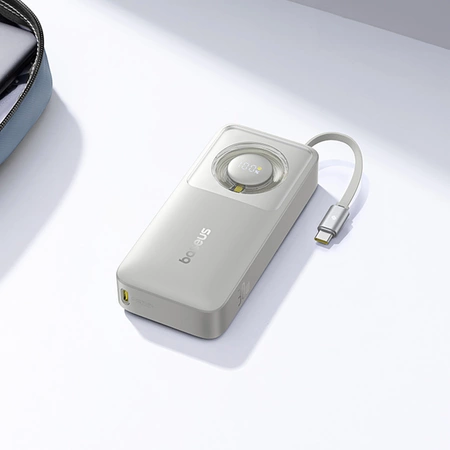 Baseus Free2Pull 10000mAh 30W powerbank with USB-C port and retractable USB-C cable - gray