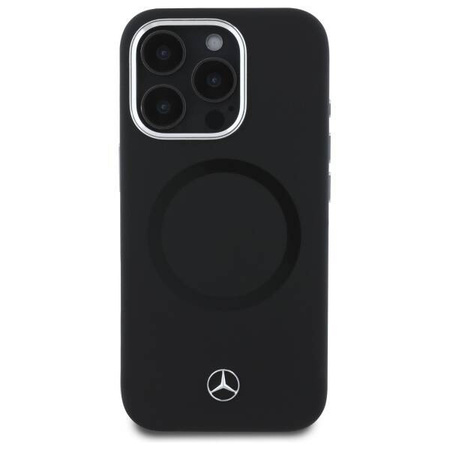 Original Handyhülle IPHONE 16 PRO MAX Mercedes Hardcase Silicone Tonal Logo MagSafe (MEHMP16X23SUTTK) schwarz