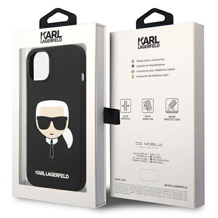 Original Case IPHONE 14 PLUS Karl Lagerfeld Harcase Silicone Karl's Head black