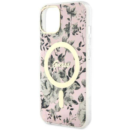 Guess GUHMP14MHCFWSP iPhone 14 Plus 6.7" pink/pink Hardcase Flower MagSafe