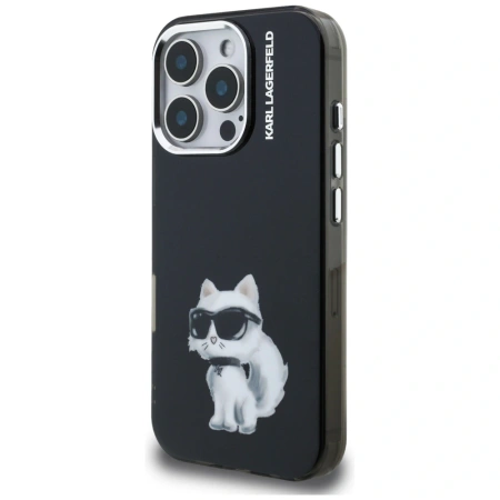 Karl Lagerfeld IML Aquarelle Choupette &amp; Logo Case for iPhone 16 Pro Max - Black