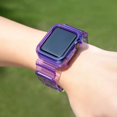 Silicone Band Strap Bracelet Case Strap Light Set for Apple Watch 42mm - Purple