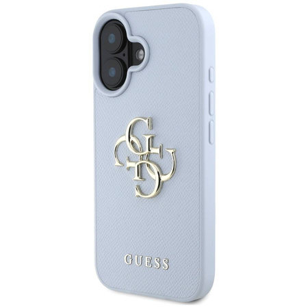 Etui IPHONE 16 Guess Grained Big 4G Logo Small Classic Logo niebieskie