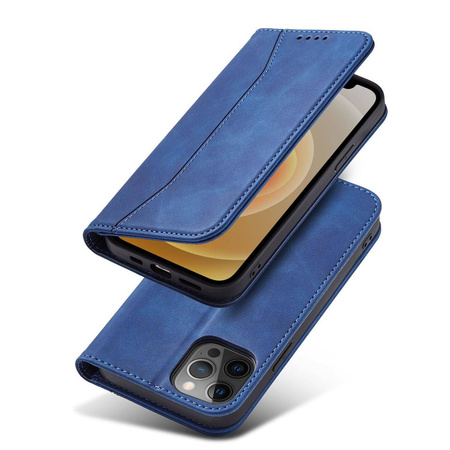 Magnet Fancy Case etui do iPhone 12 Pro Max pokrowiec portfel na karty kartę podstawka niebieski