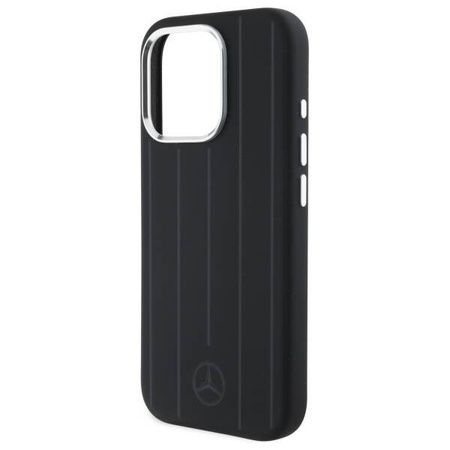 Original Case IPHONE 16 PRO MAX Mercedes Hardcase Silicone Vertical Tonal Stripes MagSafe (MEHMP16X23SUVSK) black