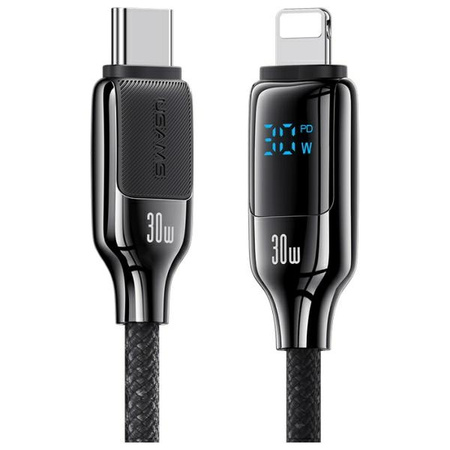 USAMS Kabel USB-C na Lightning 30W 1.2m   Digital Display Zinc Alloy Fast Charging Data Cable HX Series SJ741USB02 (US-SJ741)