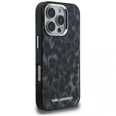 Karl Lagerfeld IML Leopard Pattern MagSafe Case for iPhone 16 Pro - Black