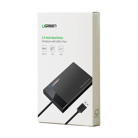 Ugreen kieszeń na dysk HDD SSD obudowa dysku SATA 2,5'' USB 3.0 czarny (30847)