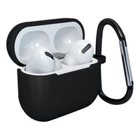 Hülle für AirPods 3 Silikon Softcase für Kopfhörer + Schlüsselanhänger Karabinerverschluss Anhänger schwarz (Hülle D)